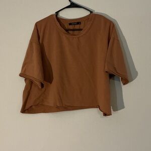 Casual Brown Cropped Women's Top
